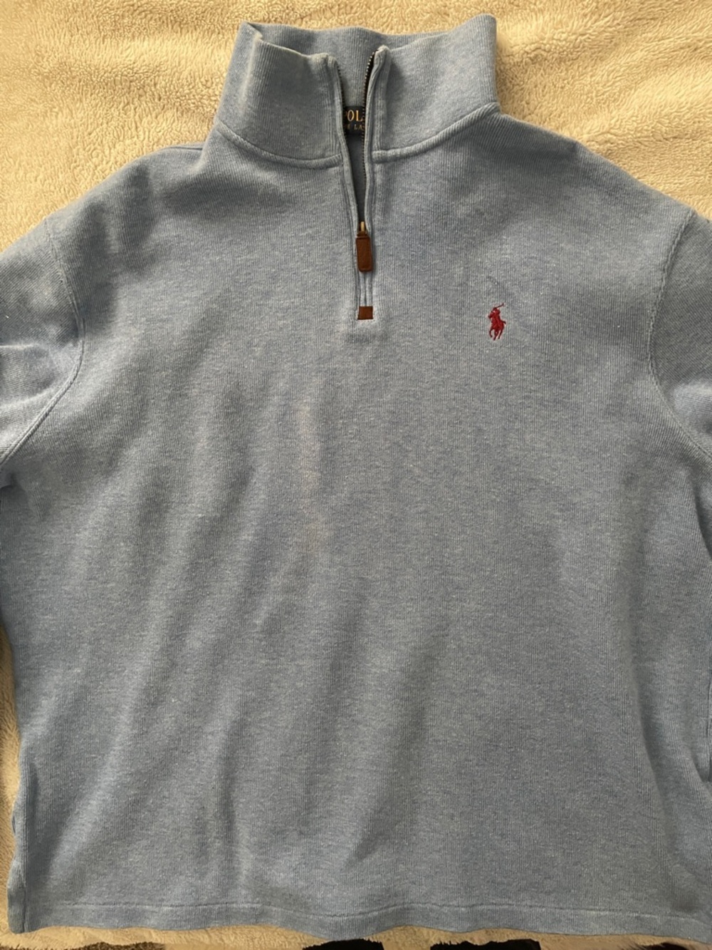 Polo Ralph Lauren Light Blue Half Zip Sweater with Red Pony Men’s XL